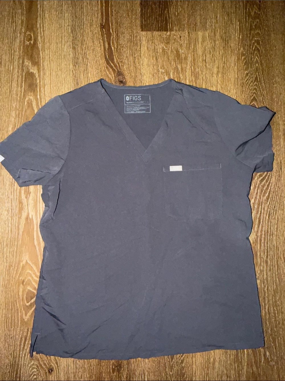 FIGS Technical Collection Charcoal Grey One-Pocket Scrub Top - Large